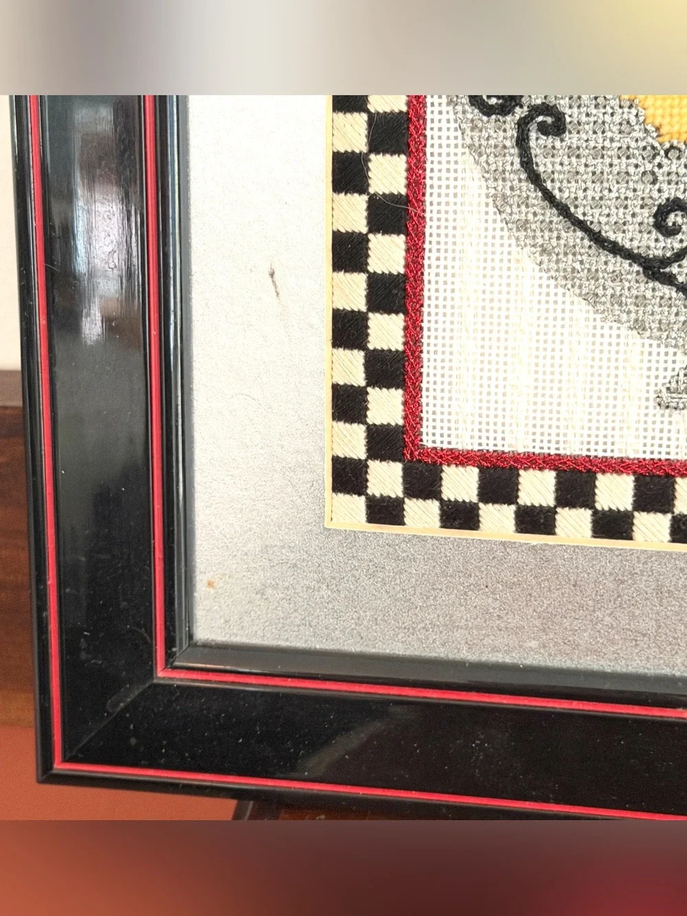 Vintage Retro Dessert Needlepoint Wall Art Checkerboard Kitchen Decor 13.5x15.5
